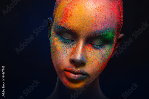 Creative art of make up, fashion model closeup portrait