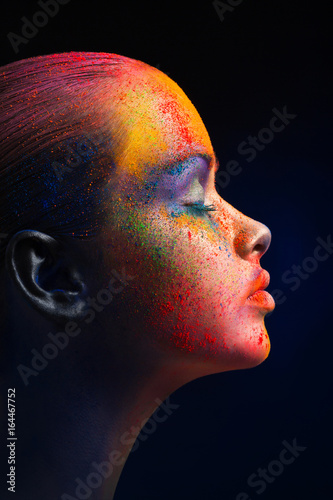Creative art of make up, fashion model closeup portrait