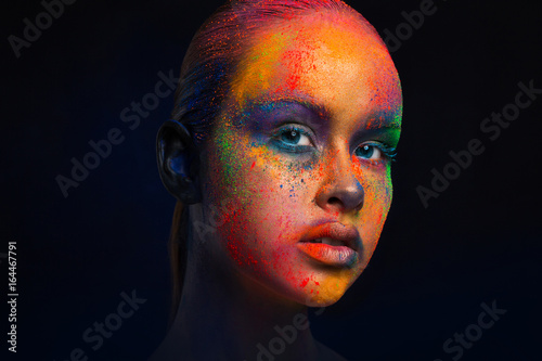 Creative art of make up, fashion model closeup portrait