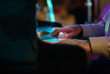 Hand Of Pianist In Jazz Cafe - Telephoto