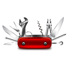 Swiss Knife Isolated On White Vector