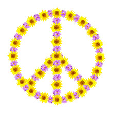 Peace Symbol Of Beautiful Flowers On White Background