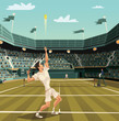 © johnnyknez - Tennis player serving on Grand Slam tournament for winning