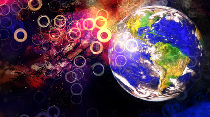 Aufkleber - Planet Earth in cosmic space Cosmic Space background.