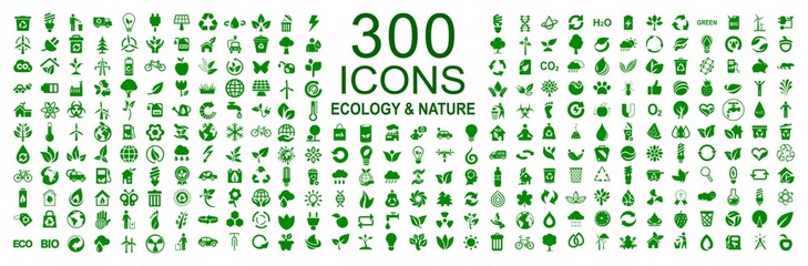 set of 300 ecology icons – stock vector