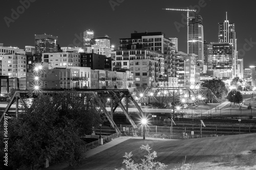 Zdjęcie XXL Denver Śródmieście w nocy, w czerni i bieli