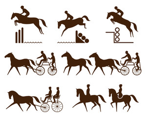 Wall Mural - Set of equestrian logo - eventing, driving, para dressage