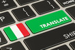 Translate concept on keyboard with Italian flag, 3D rendering