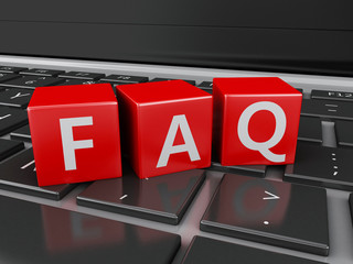 Poster - 3d Close up view of FAQ cubes on keyboard