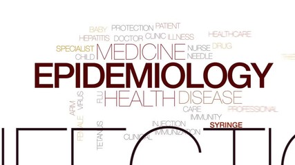 Sticker - Epidemiology animated word cloud, text design animation. Kinetic typography.