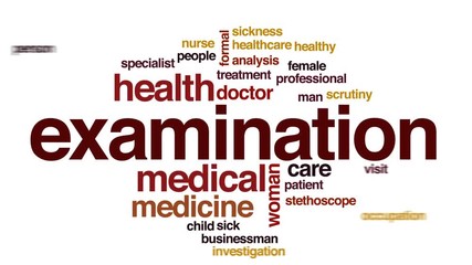 Sticker - Examination animated word cloud, text design animation.