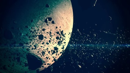 Wall Mural - asteroid field animation rendered at 4k.
