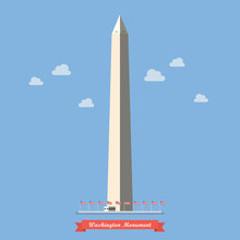 Washington Monument In Flat Style
