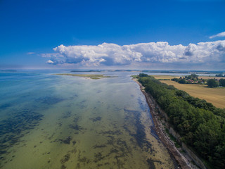 Wall Mural - Aerial view of the beautiful beach coastline with cliffs at Poel island, Germany