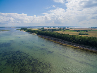 Wall Mural - Aerial view of the beautiful beach coastline with cliffs at Poel island, Germany