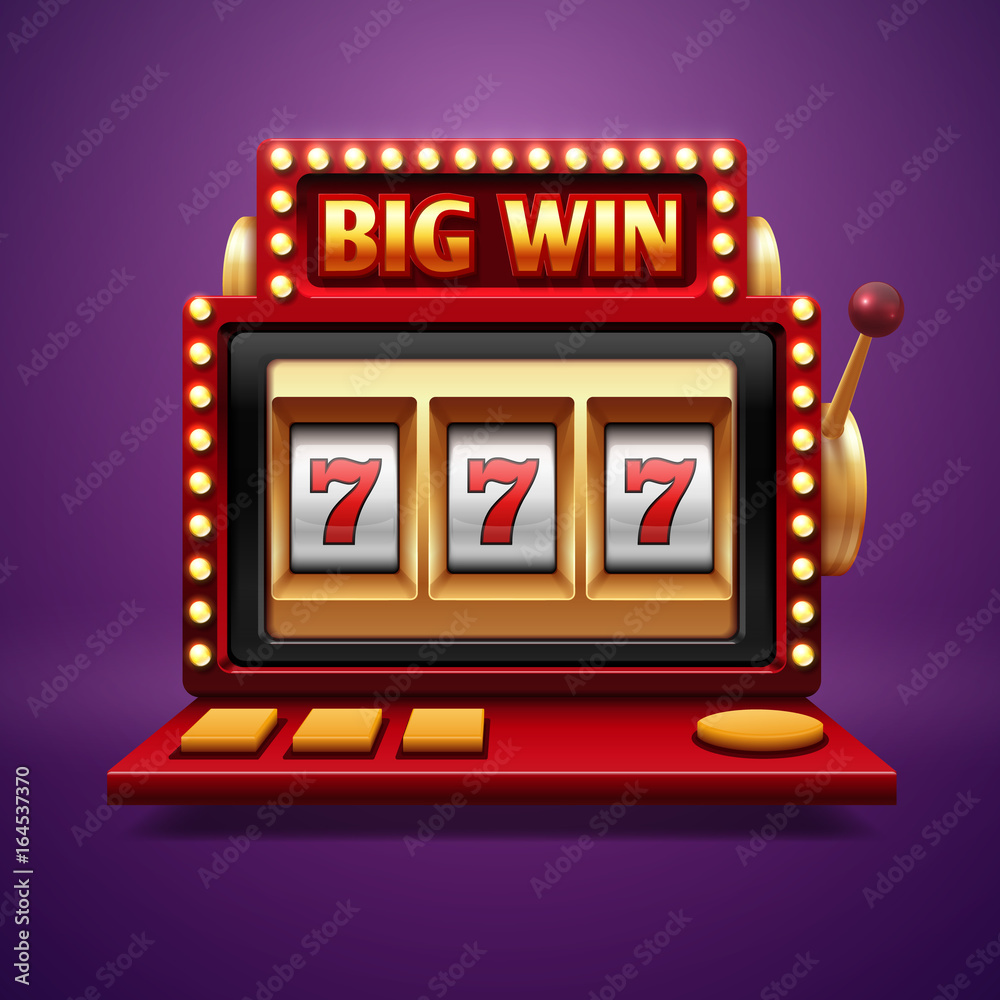 Jackpot slot casino machine. Vector one arm bandit