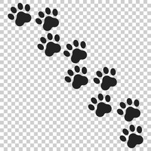 Paw Print Vector Icon. Dog Or Cat Pawprint Illustration. Animal Silhouette.