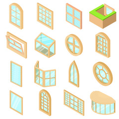 Poster - window forms icons set, isometric style