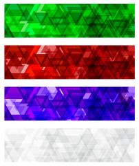 Wall Mural - A set design of abstract modern vector bright horizontal web banner colourful with shiny polygonal background illustration eps10