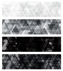 Wall Mural - A set design of abstract modern vector bright horizontal web banner black and white with shiny polygonal background illustration eps10