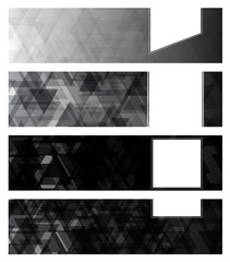 Wall Mural - A set design of abstract modern vector bright horizontal web banner black and white with shiny polygonal background illustration eps10