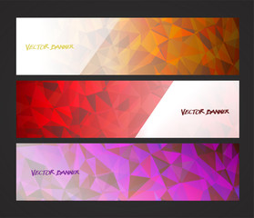 Wall Mural - A set design of abstract modern vector bright horizontal web banner colourful with shiny polygonal background illustration eps10