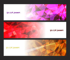 Wall Mural - A set design of abstract modern vector bright horizontal web banner colourful with shiny polygonal background illustration eps10
