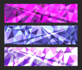 Wall Mural - A set design of abstract modern vector bright horizontal web banner colourful with shiny polygonal background illustration eps10