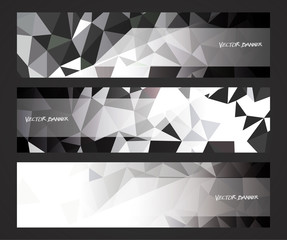 Wall Mural - A set design of abstract modern vector bright horizontal web banner black and white with shiny polygonal background illustration eps10