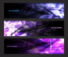 Wall Mural - A set design of abstract modern vector bright horizontal web banner colourful with shiny polygonal background illustration eps10