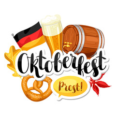 Wall Mural - Oktoberfest beer festival. Illustration or poster for feast