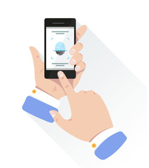 Poster - Fingerprint for personal identification for unlock smartphone. Biometric vector illustrations