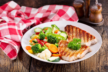 Poster - plate of grilled chicken with vegetables