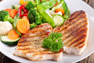 Poster - plate of grilled chicken with vegetables