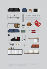 Wall Mural - Poster Furniture Sale Vector Illustration