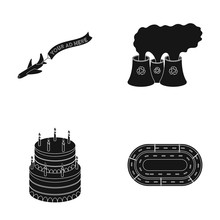 Sport, Cooking And Or Web Icon In Black Style. Transport, Factory Icons In Set Collection.