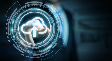 Poster - Businessman using digital cloud 3D rendering