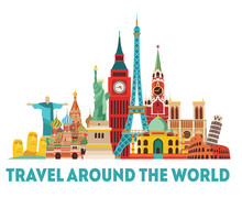 World Skyline. Travel And Tourism Background. Vector Illustration