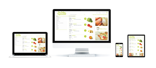 Fototapete - realistic devices isolated with online supermarket