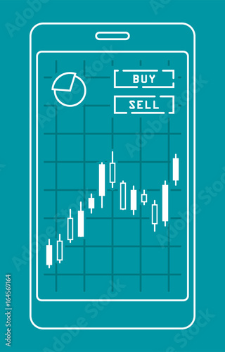 Smartphone With Ca!   ndle Chart Of Forex Or Stock Data Graphic In Thin - 