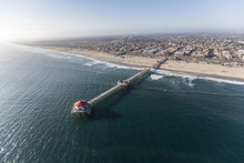 Aerial View Of Huntington Beach Pier In Orange County, California.  