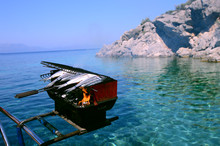 Seafood Barbecue Grill On Sea At A Yacht Deck, Mugla, Turkey