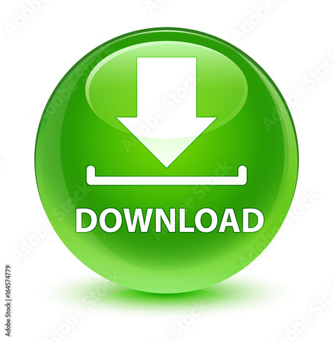 Fotomural Download glassy green round button
