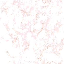 Trendy Pink Marble Texture With Rose Gold. Patina Effect. Seamless Pattern. Overlay Distress Grain. Sequin Rose Gold. Holiday Background. Blush Color. Vector. EPS10.
