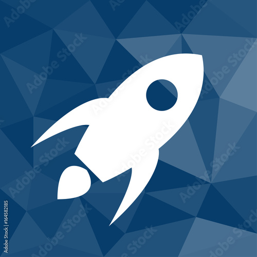 Rakete startet - Icon mit geometrischem Hintergrund blau ...