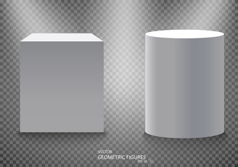 Pedestal, white empty 3d podium and spotlights vector illustration. Place for the exhibition. Vector EPS10