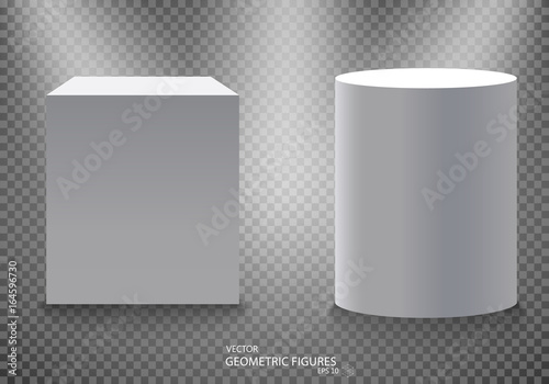 Fotografie, Obraz Pedestal, white empty 3d podium and spotlights vector illustration