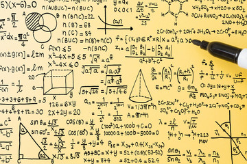Sticker - math formula on yellow background