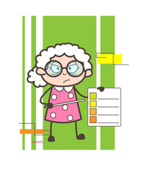 Wall Mural - Cartoon Angry Granny Showing a Checklist Vector Illustration