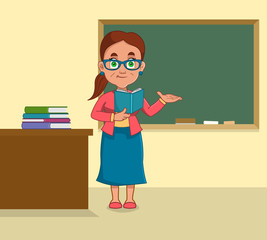 Wall Mural - Teacher at blackboard